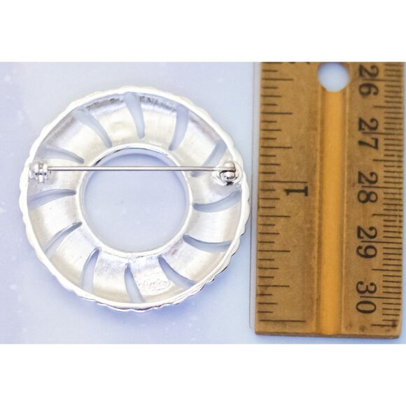 Vintage Silver Tone Vortex Floral Ring Elegant Brooch by Napier - J31 - Picture 2 of 2